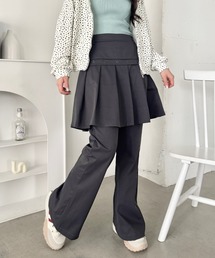 プリーツスカートレイヤード風パンツ