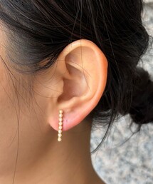 Rouge vif | 【Caline Paris/カリーヌパリ 】vintage 8連パールピアス/両耳(ピアス（両耳用）)