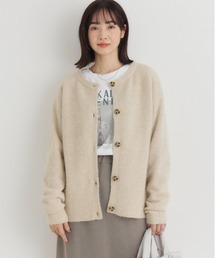 Right-on | 【HONEYSUCKLE ROSE】シャギークルーカーディガン (オーバーサイズ/ふわふわニット/保温性)(カーディガン/ボレロ)