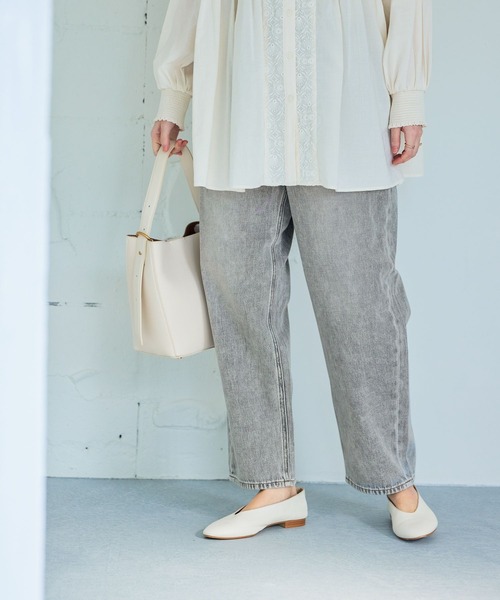 studio CLIP（スタディオクリップ）の「テーパード甘織りデニムパンツ[プチ・プラスサイズあり]《CLIP denim》（デニムパンツ・レディース・グレー系その他/ライトブルー・PL/PM/XXX-LARGE/XX-LARGE/X-LARGE/LARGE/MEDIUM）」の7枚目の写真