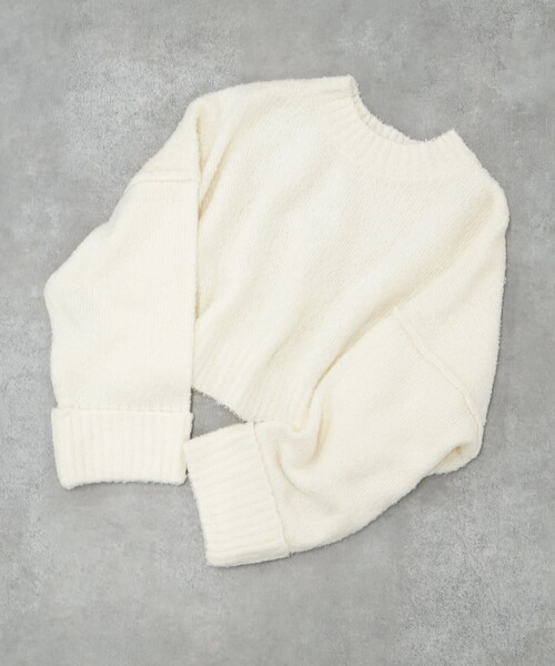 abahouse mavie（アバハウスマヴィ）の「ﾌﾞｰｸﾚﾜｲﾄﾞｽﾘｰﾌﾞﾆｯﾄ（ニット/セーター・レディース・ホワイト/ピンク/ライトグレー・フリー）」の5枚目の写真