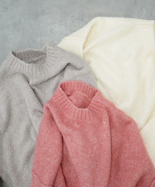 abahouse mavie（アバハウスマヴィ）の「ﾌﾞｰｸﾚﾜｲﾄﾞｽﾘｰﾌﾞﾆｯﾄ（ニット/セーター・レディース・ホワイト/ピンク/ライトグレー・フリー）」の14枚目の写真