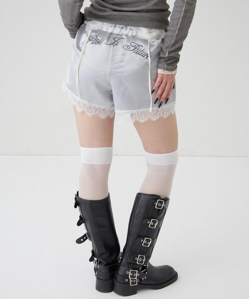 WHO'S WHO gallery（フーズフーギャラリー）の「ダブルウエストサテンロゴショーツ（その他パンツ・レディース・オフホワイト/ブラック/ネイビー/グレー・FREE）」の15枚目の写真