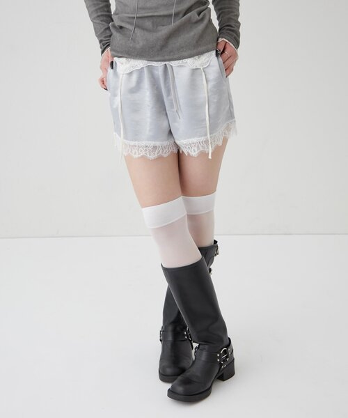 WHO'S WHO gallery（フーズフーギャラリー）の「ダブルウエストサテンロゴショーツ（その他パンツ・レディース・オフホワイト/ブラック/ネイビー/グレー・FREE）」の17枚目の写真