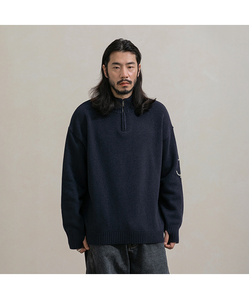 RUGGED HOUSE(ラギッドハウス)の「アンカーポイントハーフジップニット4カラー(ニット/セーター・メンズ・ブラック/ネイビー/グレー/カーキ・FREE)」の4枚目の写真