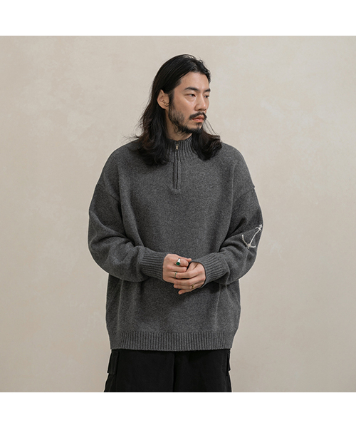 RUGGED HOUSE(ラギッドハウス)の「アンカーポイントハーフジップニット4カラー(ニット/セーター・メンズ・ブラック/ネイビー/グレー/カーキ・FREE)」の2枚目の写真