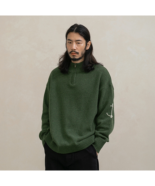 RUGGED HOUSE(ラギッドハウス)の「アンカーポイントハーフジップニット4カラー(ニット/セーター・メンズ・ブラック/ネイビー/グレー/カーキ・FREE)」の3枚目の写真