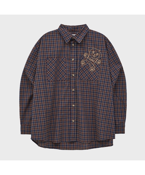 WaiKei(ワイケイ)の「マルチーズ刺繍チェックシャツ 4 COLOR(シャツ/ブラウス・レディース・バーガンディー/ブラウン/グリーン/ブルー・3/2/1)」の3枚目の写真