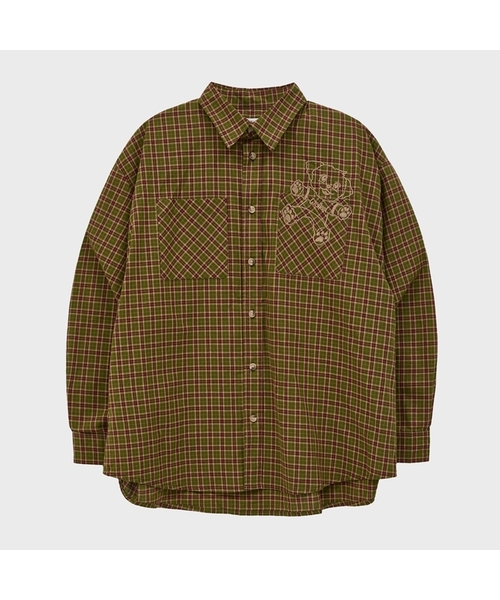 WaiKei(ワイケイ)の「マルチーズ刺繍チェックシャツ 4 COLOR(シャツ/ブラウス・レディース・バーガンディー/ブラウン/グリーン/ブルー・3/2/1)」の1枚目の写真