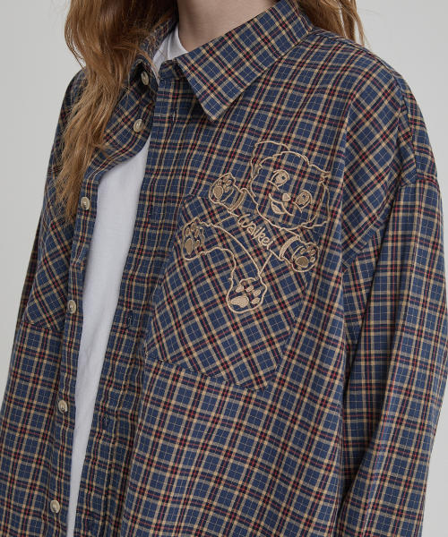 WaiKei(ワイケイ)の「マルチーズ刺繍チェックシャツ 4 COLOR(シャツ/ブラウス・レディース・バーガンディー/ブラウン/グリーン/ブルー・3/2/1)」の8枚目の写真