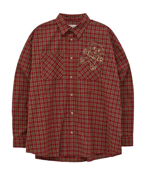 WaiKei(ワイケイ)の「マルチーズ刺繍チェックシャツ 4 COLOR(シャツ/ブラウス・レディース・バーガンディー/ブラウン/グリーン/ブルー・3/2/1)」の12枚目の写真