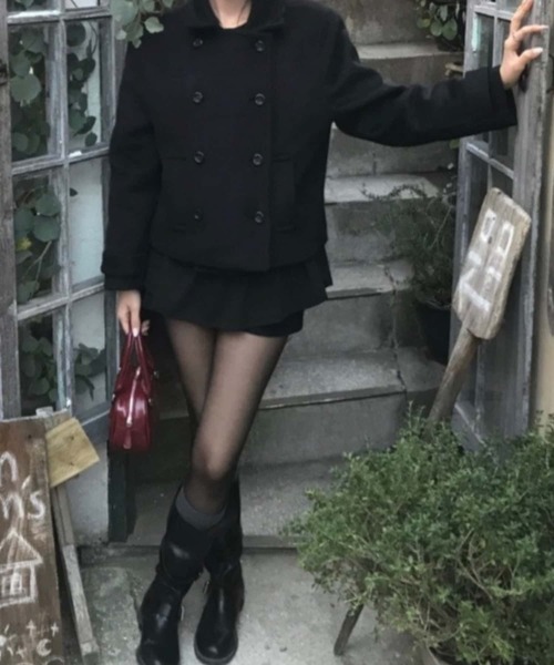 MAISON DE THERESE(メゾン ド テレーズ)の「ニットメルトン 中綿ダブルジャケット/コート(ダウンジャケット/コート・レディース・ブルー/ブラック/アイボリー・FREE)」の14枚目の写真