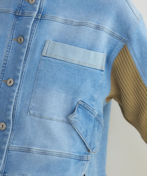 KATHARINE ROSS（キャサリンロス）の「【PILLINI/ピリーニ】ニットドッキングデニムブルゾン（デニムジャケット・レディース・ブルー/アイボリー・FREE）」の21枚目の写真