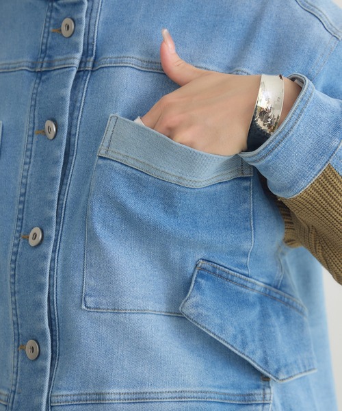 KATHARINE ROSS（キャサリンロス）の「【PILLINI/ピリーニ】ニットドッキングデニムブルゾン（デニムジャケット・レディース・ブルー/アイボリー・FREE）」の22枚目の写真