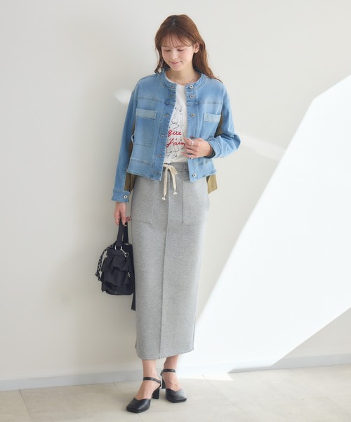 KATHARINE ROSS（キャサリンロス）の「【PILLINI/ピリーニ】ニットドッキングデニムブルゾン（デニムジャケット・レディース・ブルー/アイボリー・FREE）」の13枚目の写真