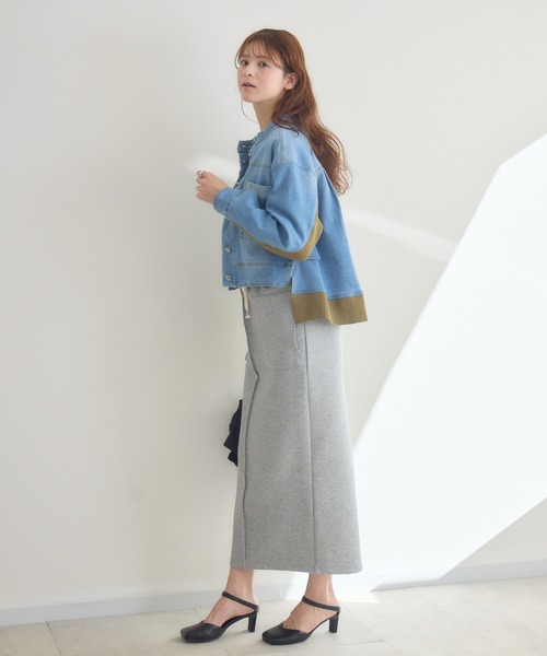 KATHARINE ROSS（キャサリンロス）の「【PILLINI/ピリーニ】ニットドッキングデニムブルゾン（デニムジャケット・レディース・ブルー/アイボリー・FREE）」の14枚目の写真