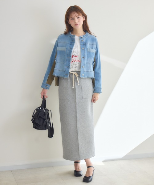 KATHARINE ROSS（キャサリンロス）の「【PILLINI/ピリーニ】ニットドッキングデニムブルゾン（デニムジャケット・レディース・ブルー/アイボリー・FREE）」の12枚目の写真