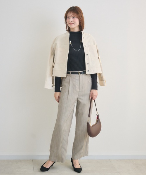 KATHARINE ROSS（キャサリンロス）の「【PILLINI/ピリーニ】ニットドッキングデニムブルゾン（デニムジャケット・レディース・ブルー/アイボリー・FREE）」の4枚目の写真