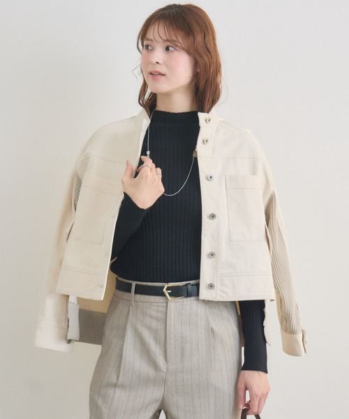 KATHARINE ROSS（キャサリンロス）の「【PILLINI/ピリーニ】ニットドッキングデニムブルゾン（デニムジャケット・レディース・ブルー/アイボリー・FREE）」の7枚目の写真