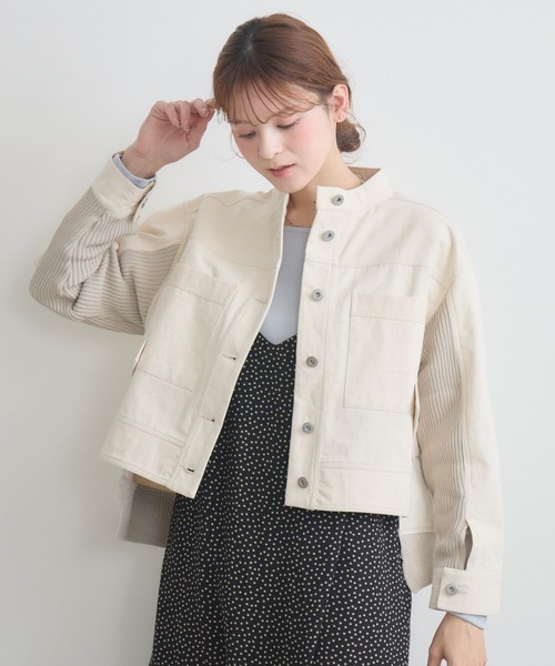 KATHARINE ROSS（キャサリンロス）の「【PILLINI/ピリーニ】ニットドッキングデニムブルゾン（デニムジャケット・レディース・ブルー/アイボリー・FREE）」の8枚目の写真