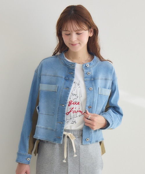 KATHARINE ROSS（キャサリンロス）の「【PILLINI/ピリーニ】ニットドッキングデニムブルゾン（デニムジャケット・レディース・ブルー/アイボリー・FREE）」の16枚目の写真