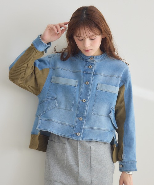 KATHARINE ROSS（キャサリンロス）の「【PILLINI/ピリーニ】ニットドッキングデニムブルゾン（デニムジャケット・レディース・ブルー/アイボリー・FREE）」の17枚目の写真