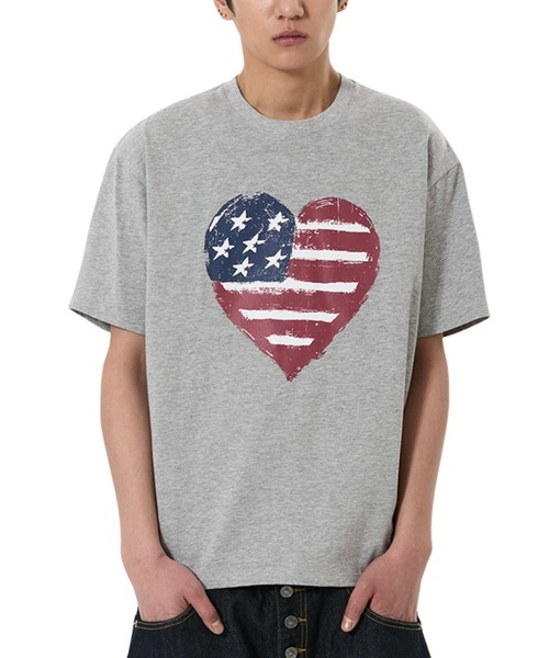 OY(オーワイ)の「『OY/オーワイ』AMERICAN HEART PRINT TEE/アメリカンハートTシャツ(Tシャツ/カットソー・メンズ・ホワイト/グレー・L/M/S)」の2枚目の写真