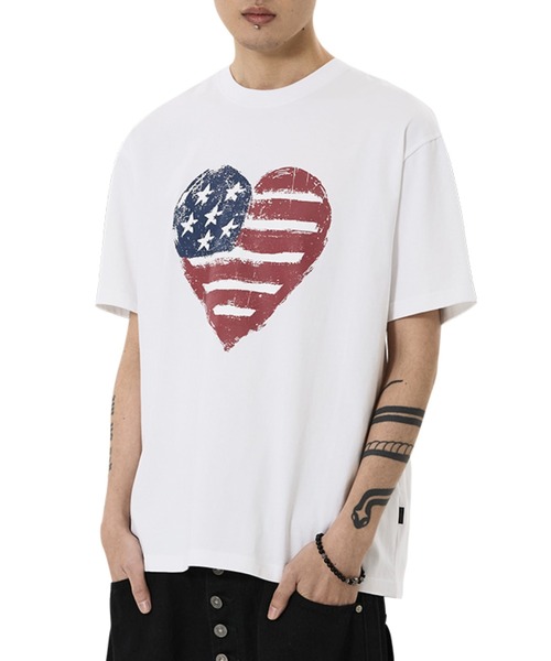 OY(オーワイ)の「『OY/オーワイ』AMERICAN HEART PRINT TEE/アメリカンハートTシャツ(Tシャツ/カットソー・メンズ・ホワイト/グレー・L/M/S)」の1枚目の写真