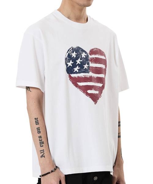 OY(オーワイ)の「『OY/オーワイ』AMERICAN HEART PRINT TEE/アメリカンハートTシャツ(Tシャツ/カットソー・メンズ・ホワイト/グレー・L/M/S)」の4枚目の写真