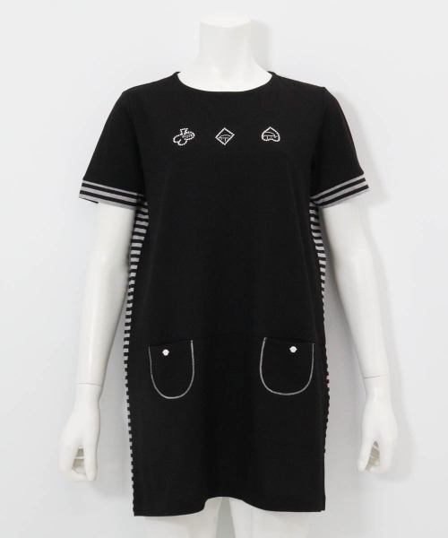 Picone CLUB(ピッコーネクラブ)の「バックボーダー切替冷感チュニック(Tシャツ/カットソー・レディース・カーキ/ブラック/ネイビー・13号/11号/9号)」の2枚目の写真