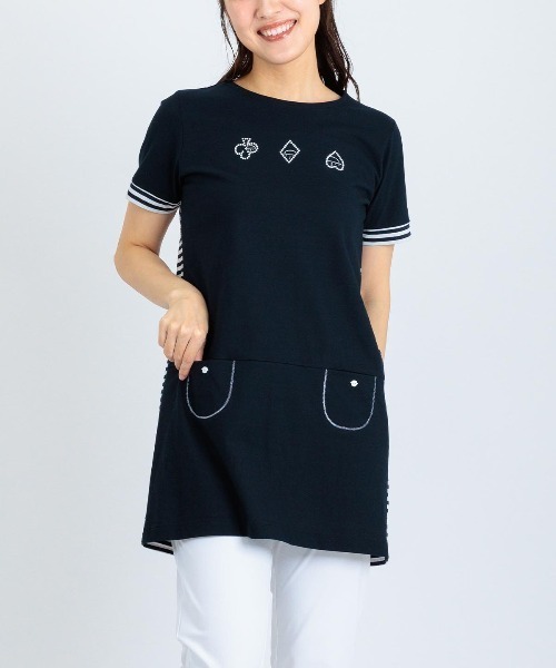Picone CLUB(ピッコーネクラブ)の「バックボーダー切替冷感チュニック(Tシャツ/カットソー・レディース・カーキ/ブラック/ネイビー・13号/11号/9号)」の22枚目の写真