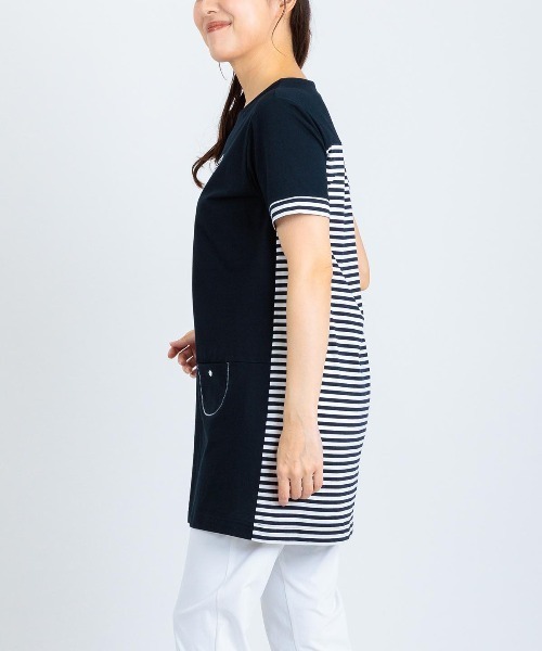 Picone CLUB(ピッコーネクラブ)の「バックボーダー切替冷感チュニック(Tシャツ/カットソー・レディース・カーキ/ブラック/ネイビー・13号/11号/9号)」の4枚目の写真