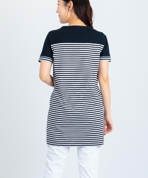Picone CLUB(ピッコーネクラブ)の「バックボーダー切替冷感チュニック(Tシャツ/カットソー・レディース・カーキ/ブラック/ネイビー・13号/11号/9号)」の5枚目の写真