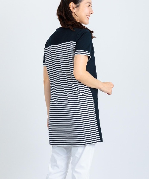 Picone CLUB(ピッコーネクラブ)の「バックボーダー切替冷感チュニック(Tシャツ/カットソー・レディース・カーキ/ブラック/ネイビー・13号/11号/9号)」の6枚目の写真