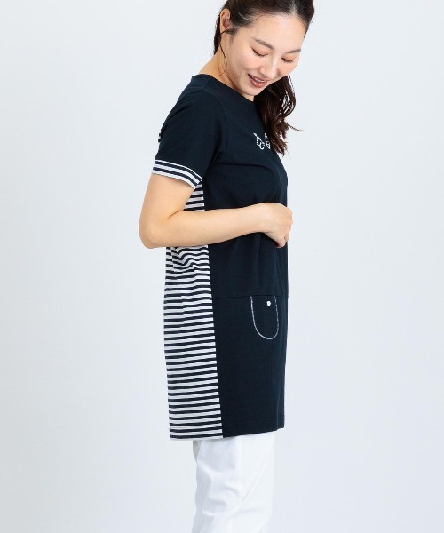Picone CLUB(ピッコーネクラブ)の「バックボーダー切替冷感チュニック(Tシャツ/カットソー・レディース・カーキ/ブラック/ネイビー・13号/11号/9号)」の7枚目の写真