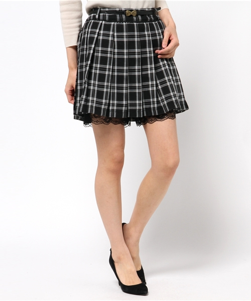 axes femme(アクシーズファム)の「チェック柄キュロット(その他パンツ・レディース・ベージュ/ワイン/ブラック・MEDIUM)」の2枚目の写真