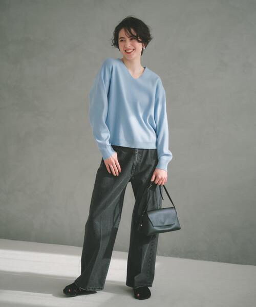 THE SHOP TK （ザ ショップ ティーケー ）の「AIBO DENIM ワイド（デニムパンツ・レディース・ブラック/ネイビー/ライトブルー・11/12/13/14）」の4枚目の写真