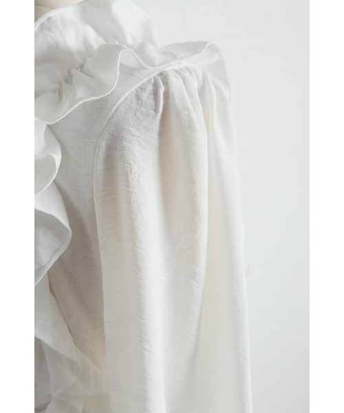 tocco closet(トッコ クローゼット)の「【ZOZO限定】サイドリボンスクエアネックシャーリングフリルブラウス(シャツ/ブラウス・レディース・ブラック/ピンク/オフホワイト・M)」の13枚目の写真