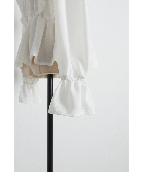 tocco closet(トッコ クローゼット)の「【ZOZO限定】サイドリボンスクエアネックシャーリングフリルブラウス(シャツ/ブラウス・レディース・ブラック/ピンク/オフホワイト・M)」の14枚目の写真