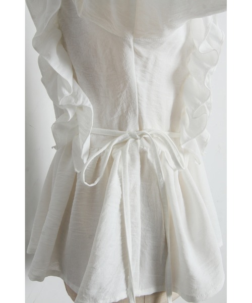 tocco closet(トッコ クローゼット)の「【ZOZO限定】サイドリボンスクエアネックシャーリングフリルブラウス(シャツ/ブラウス・レディース・ブラック/ピンク/オフホワイト・M)」の15枚目の写真