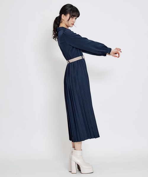 REDYAZEL(レディアゼル)の「リボンタイプリーツロングシャツワンピース(ワンピース・レディース・ミント/ネイビー/ライトグレー・FREE)」の17枚目の写真