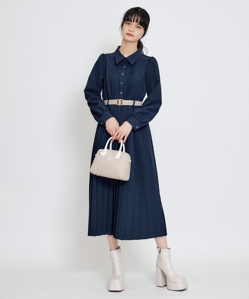 REDYAZEL(レディアゼル)の「リボンタイプリーツロングシャツワンピース(ワンピース・レディース・ミント/ネイビー/ライトグレー・FREE)」の14枚目の写真
