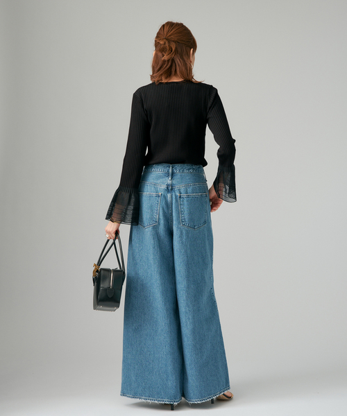 VERMEIL par iena（ヴェルメイユパーイエナ）の「ベルスリーブリブプルオーバー（ニット/セーター・レディース・ホワイト/ブラック・FREE）」の5枚目の写真