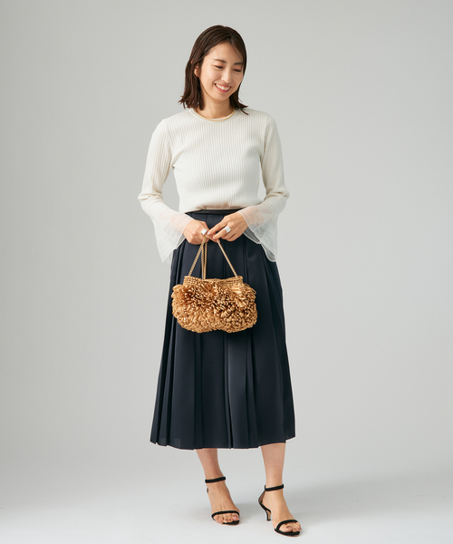 VERMEIL par iena（ヴェルメイユパーイエナ）の「ベルスリーブリブプルオーバー（ニット/セーター・レディース・ホワイト/ブラック・FREE）」の9枚目の写真