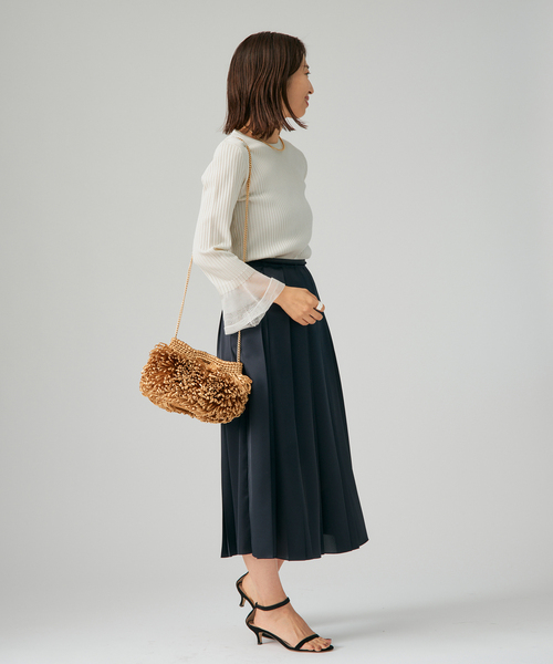 VERMEIL par iena（ヴェルメイユパーイエナ）の「ベルスリーブリブプルオーバー（ニット/セーター・レディース・ホワイト/ブラック・FREE）」の10枚目の写真