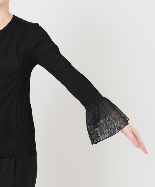 VERMEIL par iena（ヴェルメイユパーイエナ）の「ベルスリーブリブプルオーバー（ニット/セーター・レディース・ホワイト/ブラック・FREE）」の20枚目の写真