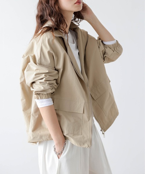 セール】スタンドカラー ダブルジップジャケット（ミリタリー