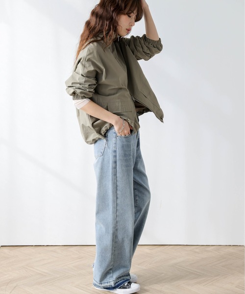 AMELY（エミリー）の「スタンドカラー ダブルジップジャケット（ミリタリージャケット・レディース・オリーブ/ブラック/ベージュ・フリー）」の16枚目の写真