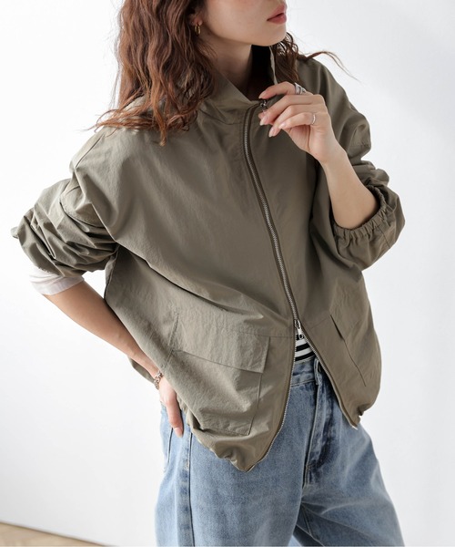 AMELY（エミリー）の「スタンドカラー ダブルジップジャケット（ミリタリージャケット・レディース・オリーブ/ブラック/ベージュ・フリー）」の20枚目の写真