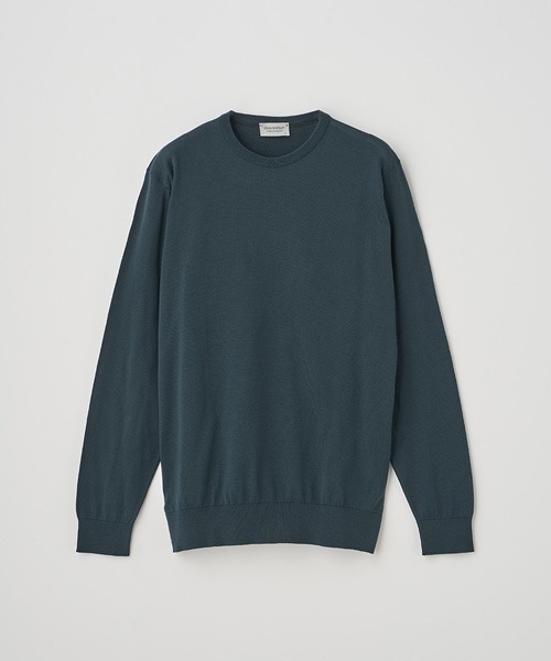 JOHN SMEDLEY(ジョンスメドレー)の「クルーネック長袖コットンニットプルオーバー(ニット/セーター・メンズ・グリーン系・S/M/L/XL)」の1枚目の写真